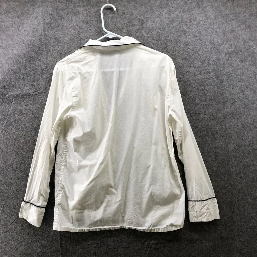 J. Crew Vintage Pajama Set Womens S White Cotton Long Sleeve Lightweight Button - Picture 3 of 14